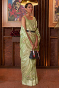 Fern Green Linen Saree