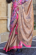 Multicolor Silk Digital Printed Saree With Blouse Piece