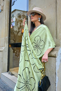Pista Green Digital Printed Saree With Blouse Piece