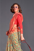 Green Banarasi Kashmiri Modal Silk Saree With Blouse Piece