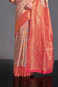 Pink Banarasi Kashmiri Modal Silk Saree With Blouse Piece