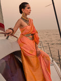 Coral Orange Satin Saree