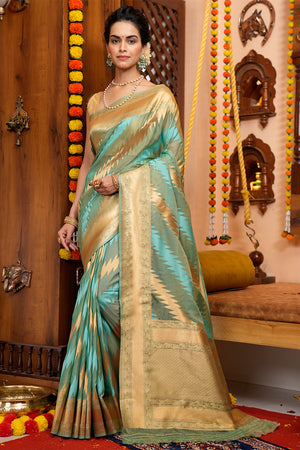 Mint Green Organza Saree