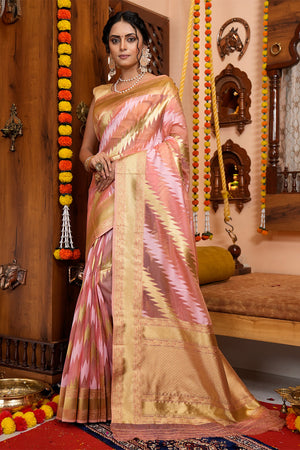 Flamingo Pink Organza Saree
