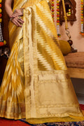 Canary Yellow Organza Saree