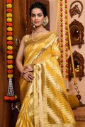 Canary Yellow Organza Saree