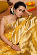 Canary Yellow Organza Saree