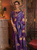 Dark Violet Banarasi Saree