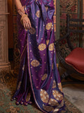 Dark Violet Banarasi Saree