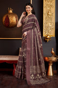 Magenta Silk Ethnic Motifs Printed Saree