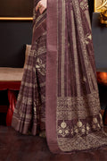 Magenta Silk Ethnic Motifs Printed Saree