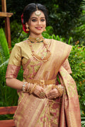 Tan Beige South Silk Saree