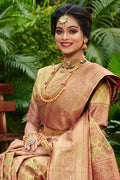 Tan Beige South Silk Saree