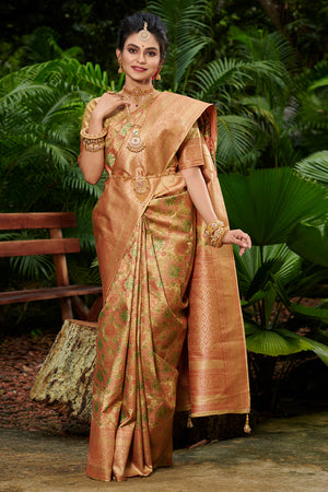 Brass Golden South Silk Saree