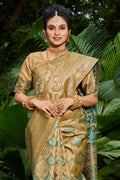 Golden And Green South Silk Saree