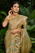 Golden And Green South Silk Saree