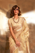Light Yellow Paithani Silk Saree With Blouse Piece
