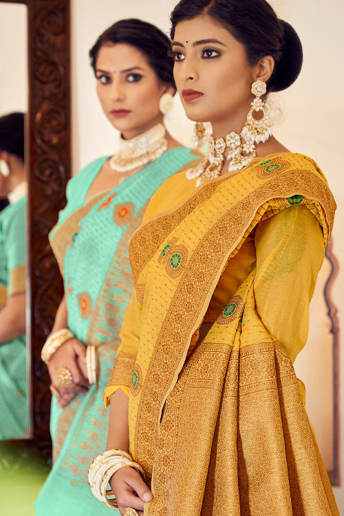 Dandelion Yellow Banarasi Saree