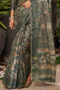 Rama Green Organza Saree