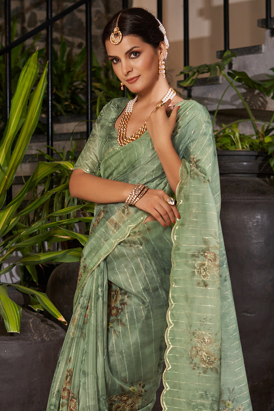 Sage Green Organza Saree