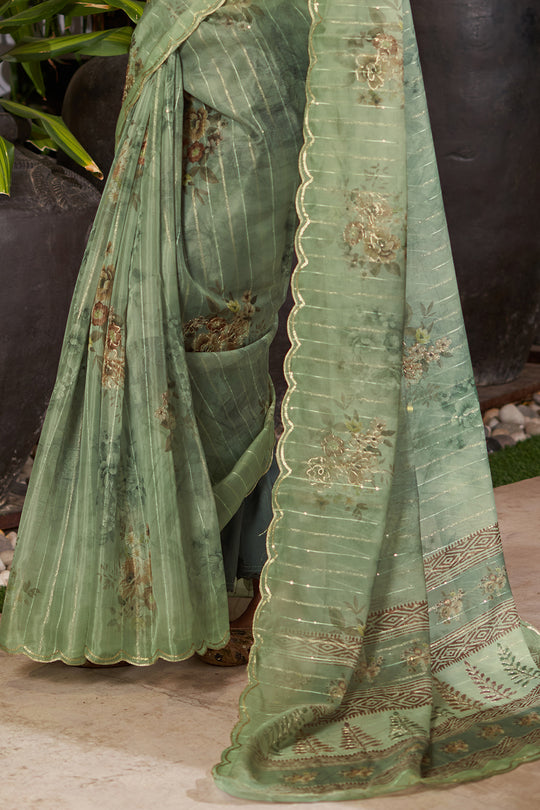 Sage Green Organza Saree