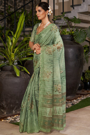 Sage Green Organza Saree