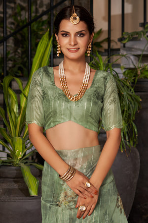 Sage Green Organza Saree