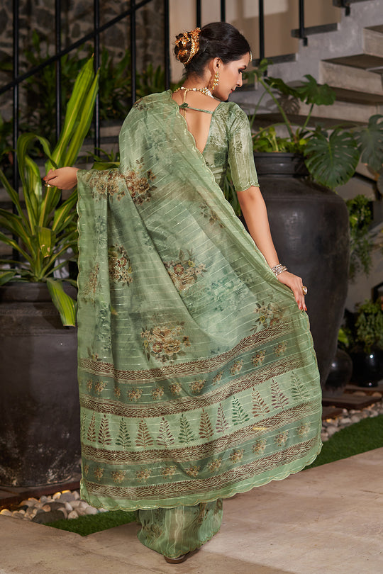 Sage Green Organza Saree