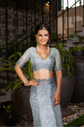 Pastel Grey Organza Saree