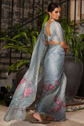 Pastel Grey Organza Saree