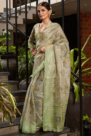 Light Green Organza Saree