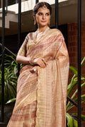 Peach Organza Saree