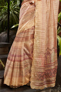 Peach Organza Saree