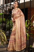 Peach Organza Saree