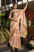 Peach Organza Saree