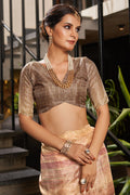 Peach Organza Saree