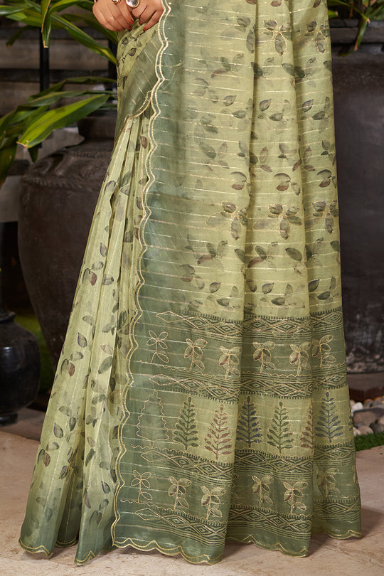 Pista Green Organza Saree