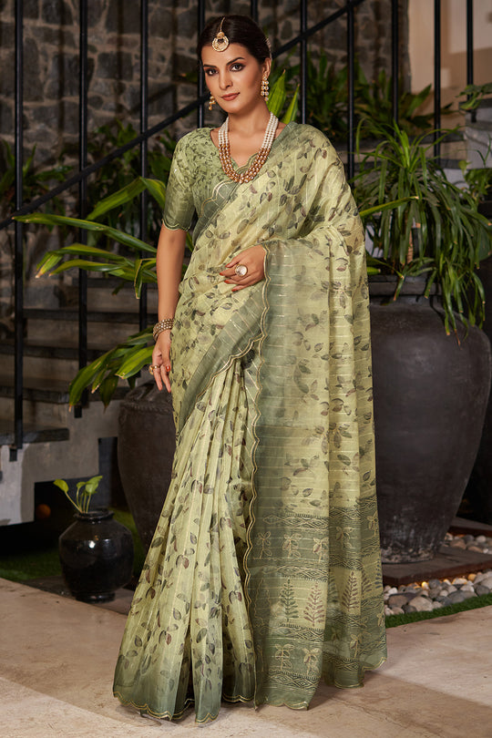 Pista Green Organza Saree
