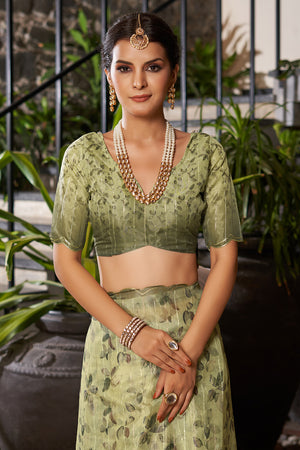 Pista Green Organza Saree