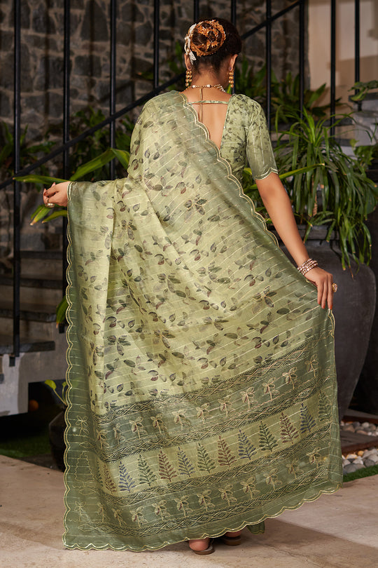 Pista Green Organza Saree