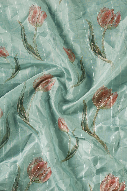 Light Teal Organza Saree