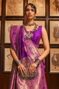 French Violet Kanjivaram Saree