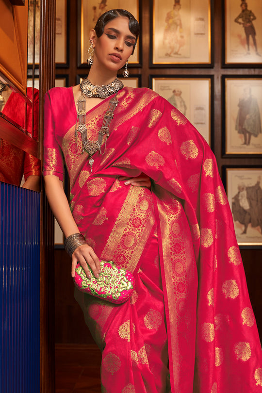 Crimson Red Banarasi Saree