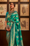 Teal Green Kanjivaram Saree