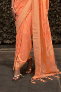 Orange Silk Saree With Blouse Piece