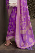 Purple Silk Saree With Blouse Piece