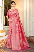 Pink Cotton Saree With Blouse Piece