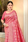 Pink Cotton Saree With Blouse Piece