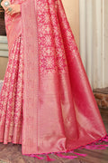 Pink Cotton Saree With Blouse Piece