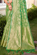 Green Cotton Saree With Blouse Piece